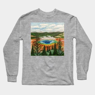 Overlooking Grand Prismatic Spring Long Sleeve T-Shirt